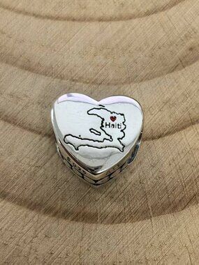 Pandora Haiti Exclusive Travel Heart Charm Pendant, S925 Silver Jewelry